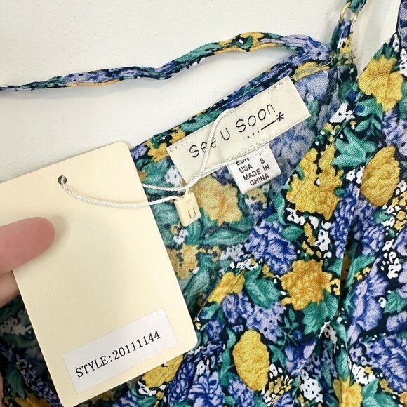 NWT See U Soon Floral V-Neck Tank Top - Size Small - Picture 5 of 8